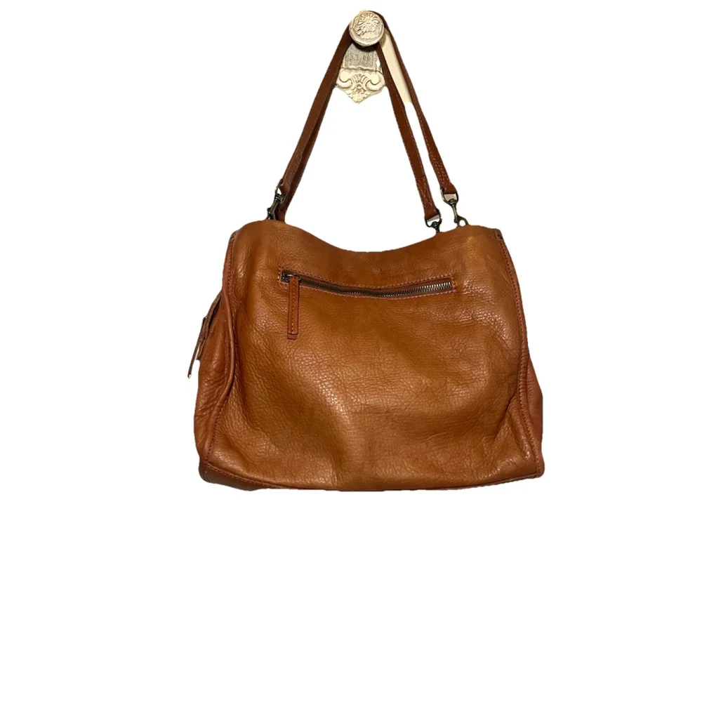 AMERICAN LEATHER CO. Lenox Leather Satchel brandy smooth leather